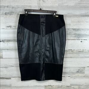 Andrew Marc New York Women's Faux Leather Suede Pencil Skirt Black Size M